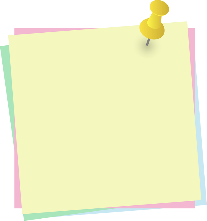 Blank note paper with pin. Top view note sticker with pins. Vector